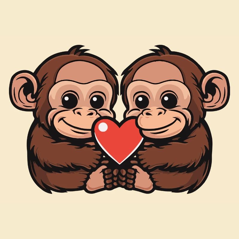 Monkey Couple Valentine's Day