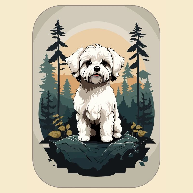 Bichon Havanese Dog in the Forest