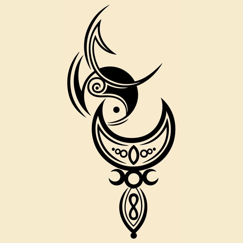 Moon with goddess, triple moon