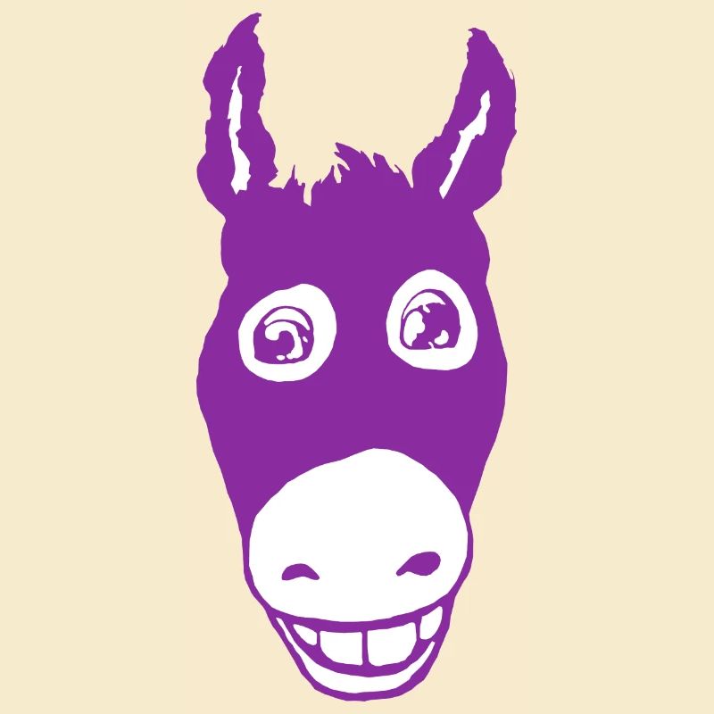 Âne souriant violet