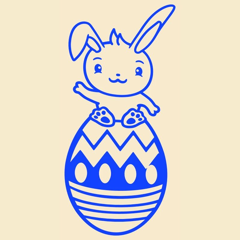 Bunny sitting on big giant Easter egg Easter bunny