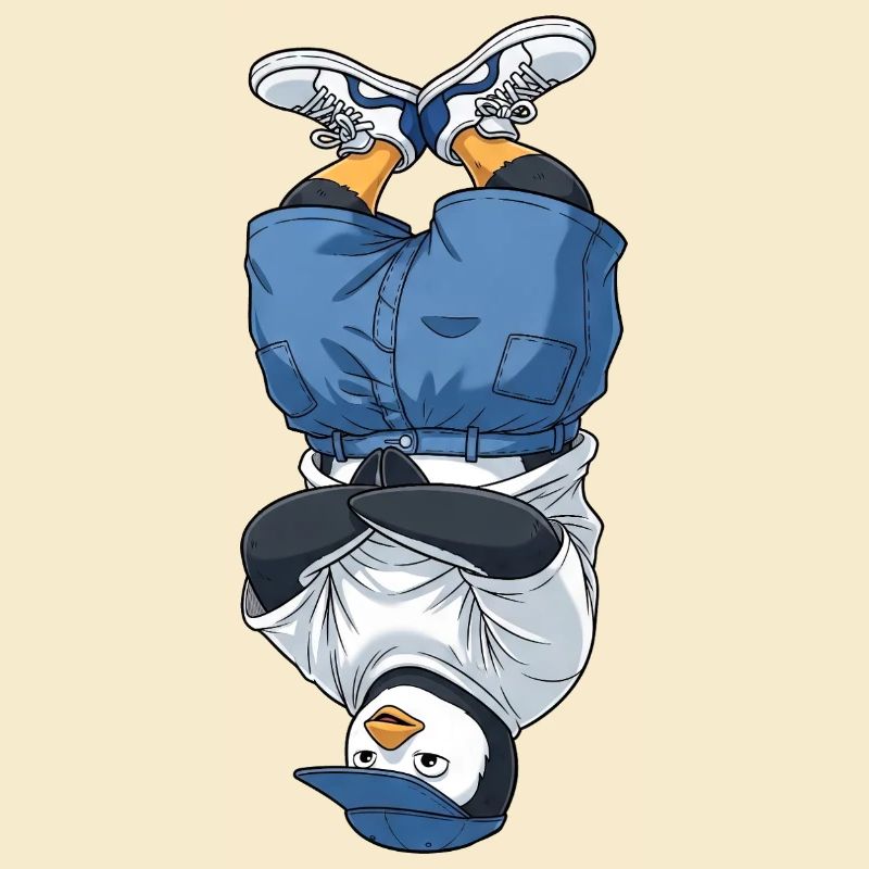 Cool Penguin Dancing Hip Hop Breakdance Headstand