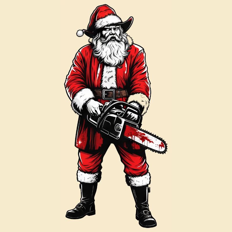 Horror experience Santa Claus with chainsaw