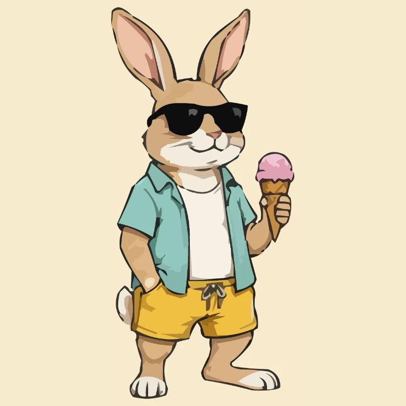 Sonnen Hase mit Eis am Strand