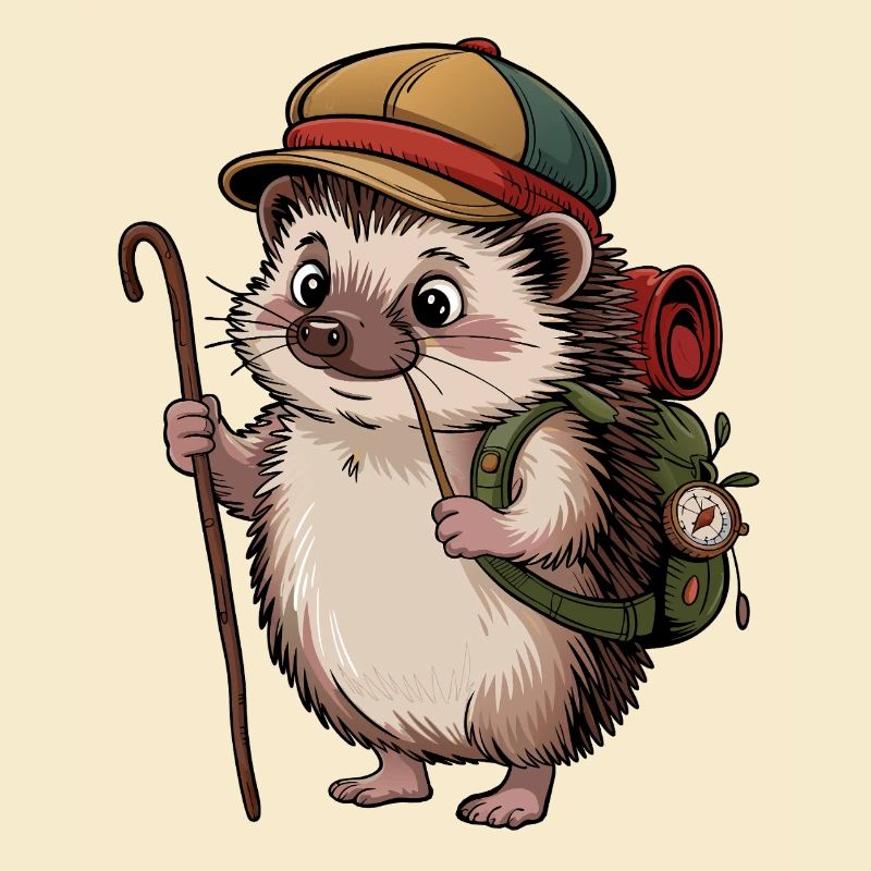 Hedgehog with backpack on the move