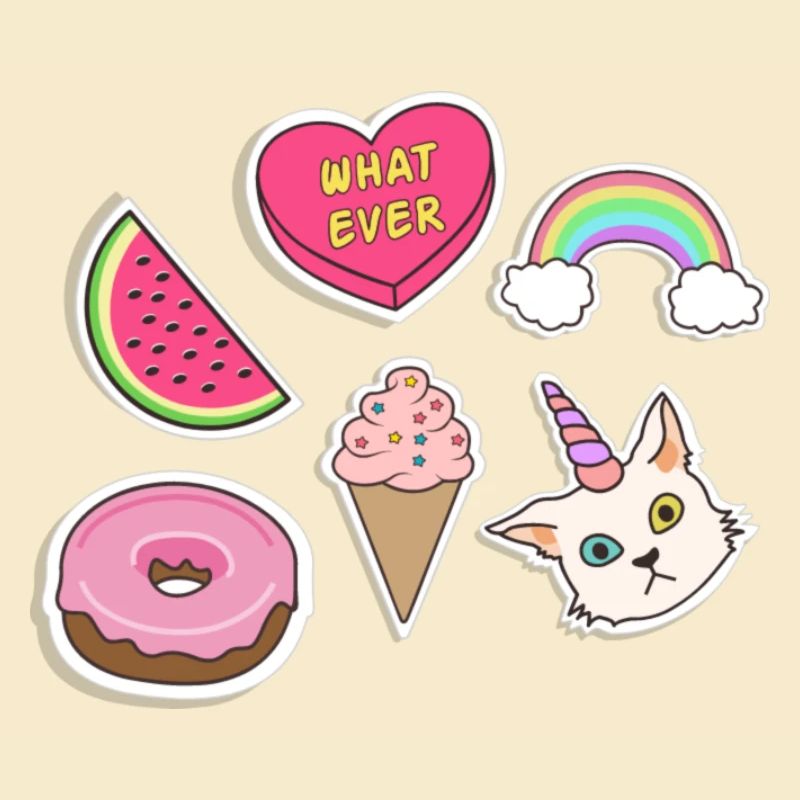 Emojis - Katze, Regenbogen, Wassermelone, Eiscrem