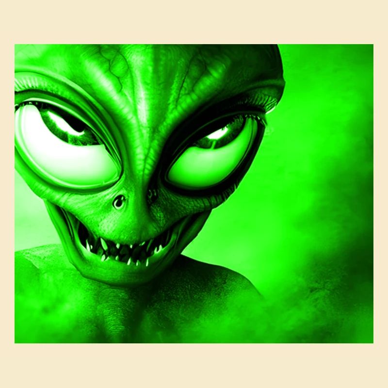 Alien with Sharp Teeth Design - Green