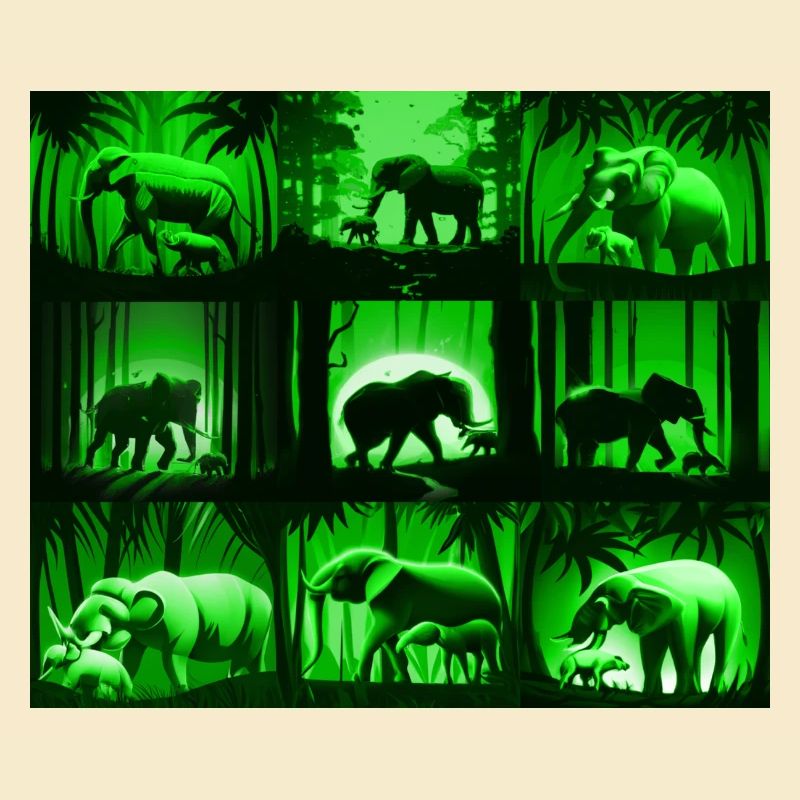 Elephant Pattern Design - Green