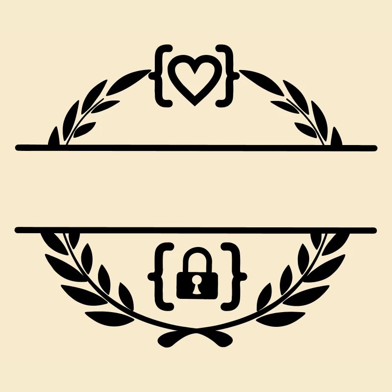 Code with heart and code with lock in laurel wreath m