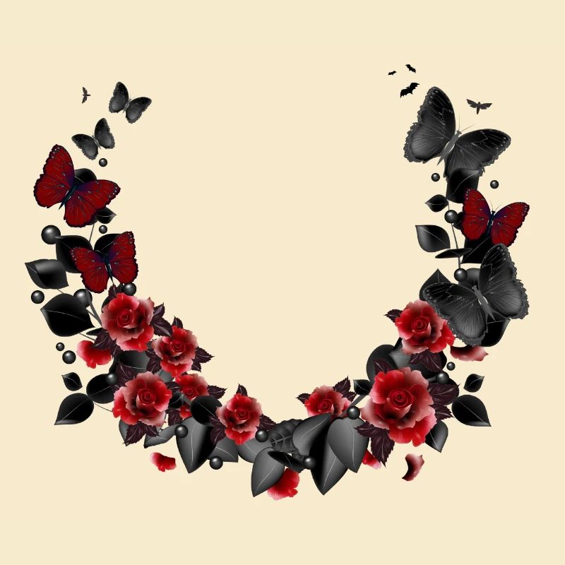 belle couronne de roses et de papillons