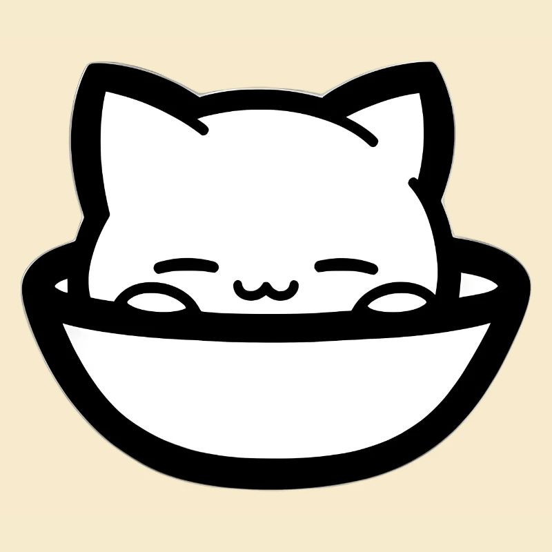 Chat confortable dans une gamelle