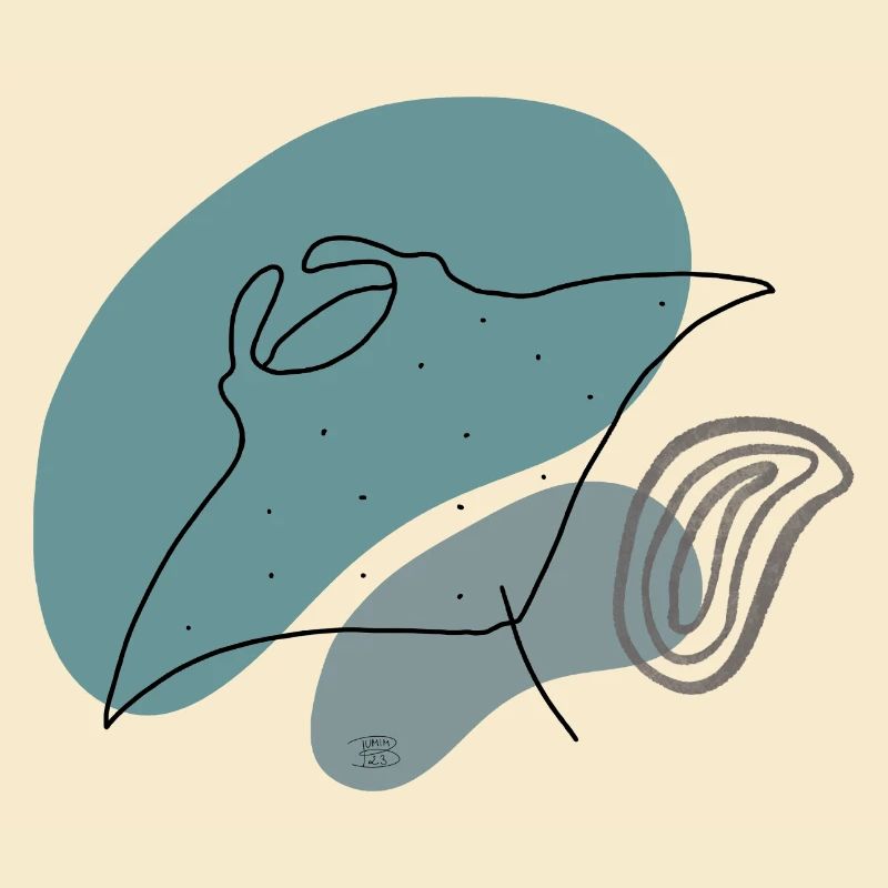 "Manta", Boho Line Art Design, Series "Ocean"