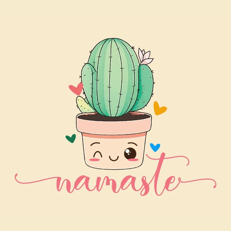 Namaste, cactus, customizable