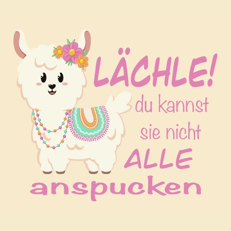 Lama Lächle! lustiger Spruch