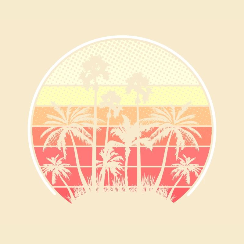 Tropical Sunset Palm Trees Silhouette