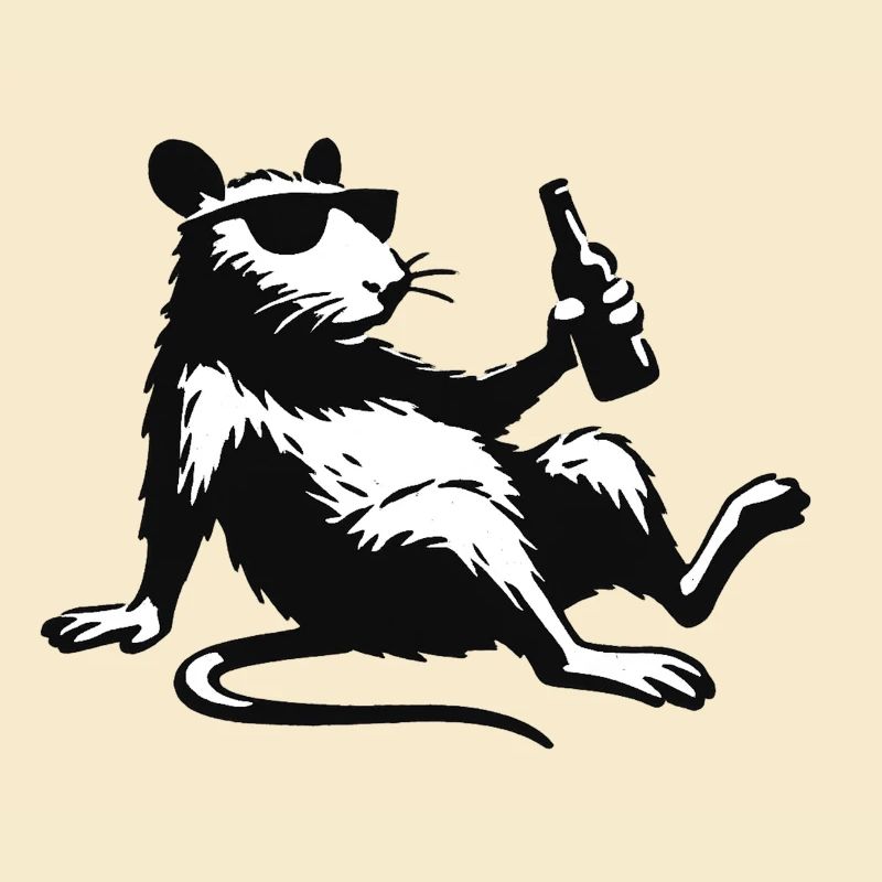 Ratte mit Flasche Sonnenbrille