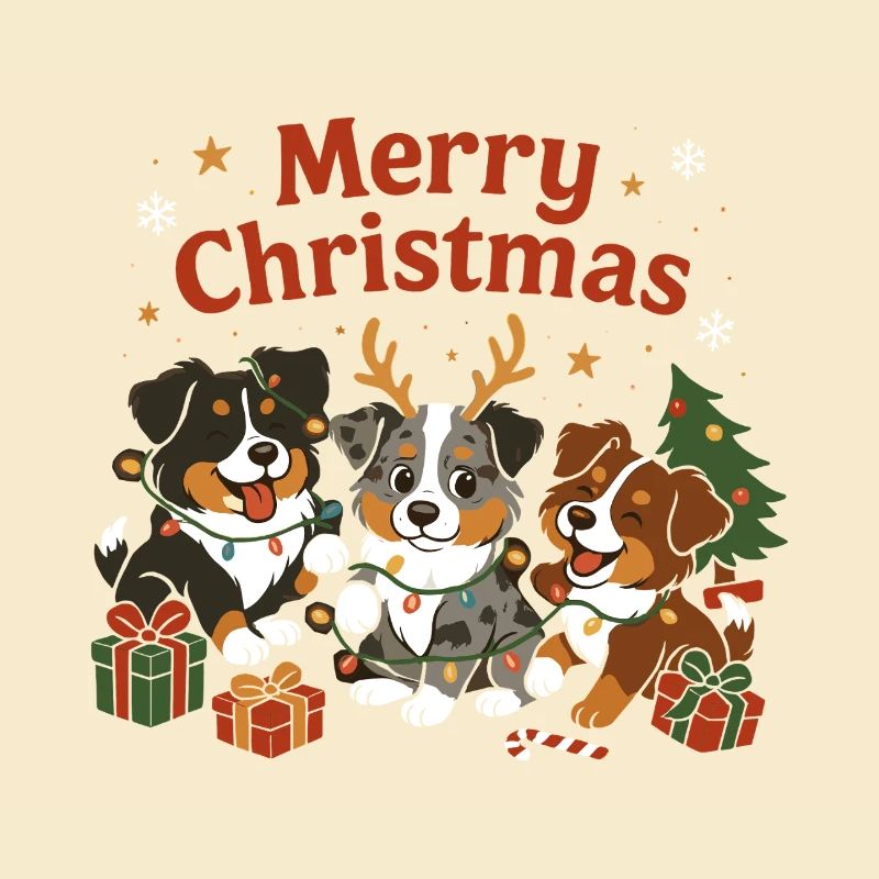 Cute Australian Shepherd Christmas Design