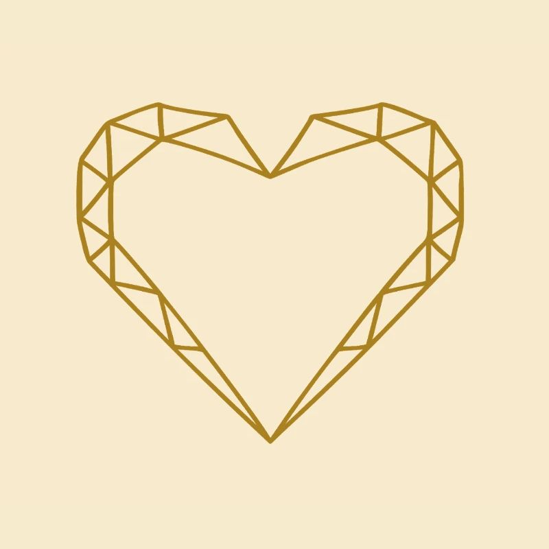 Polygon Herz Edel Handgemalt Goldherz