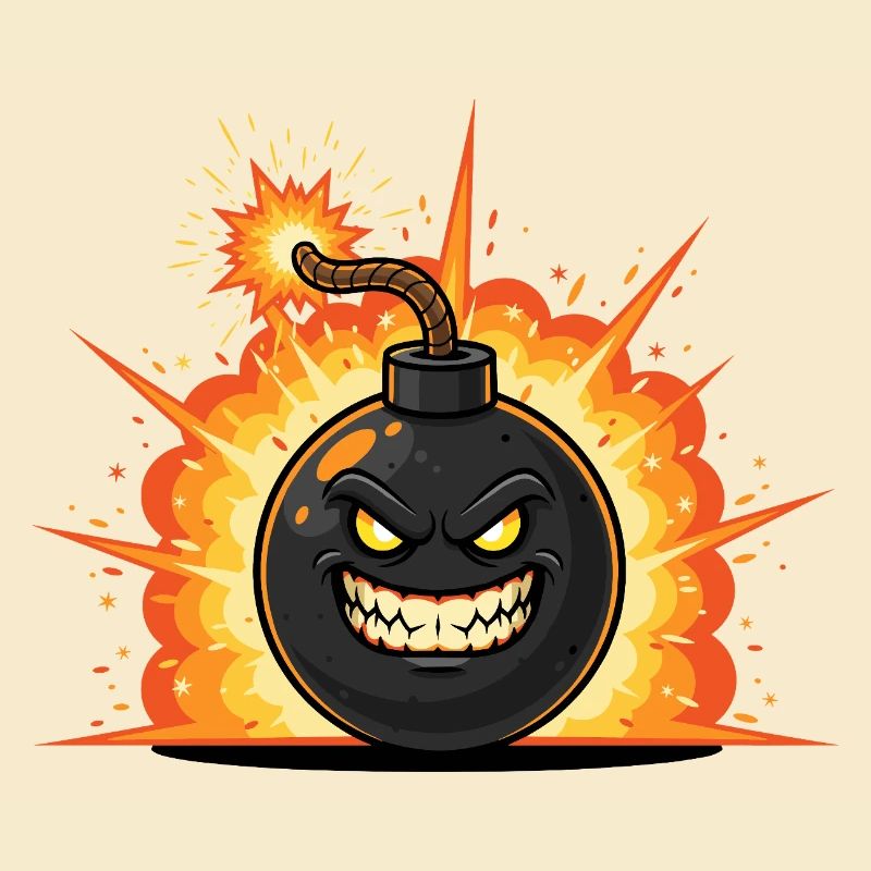 Explosionsbombe Cartoon mit Grinsen