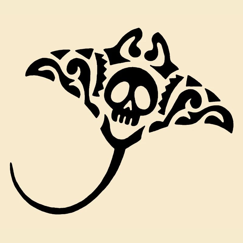 Manta Ray und Schädel (Schwarz)