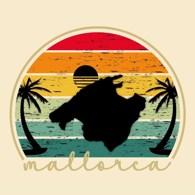 Mallorca Vintage Sunset Island Retro Design