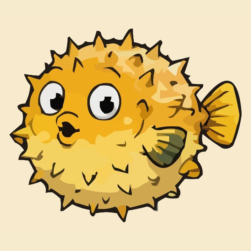 Spherical Puffer Fish Cartoon
