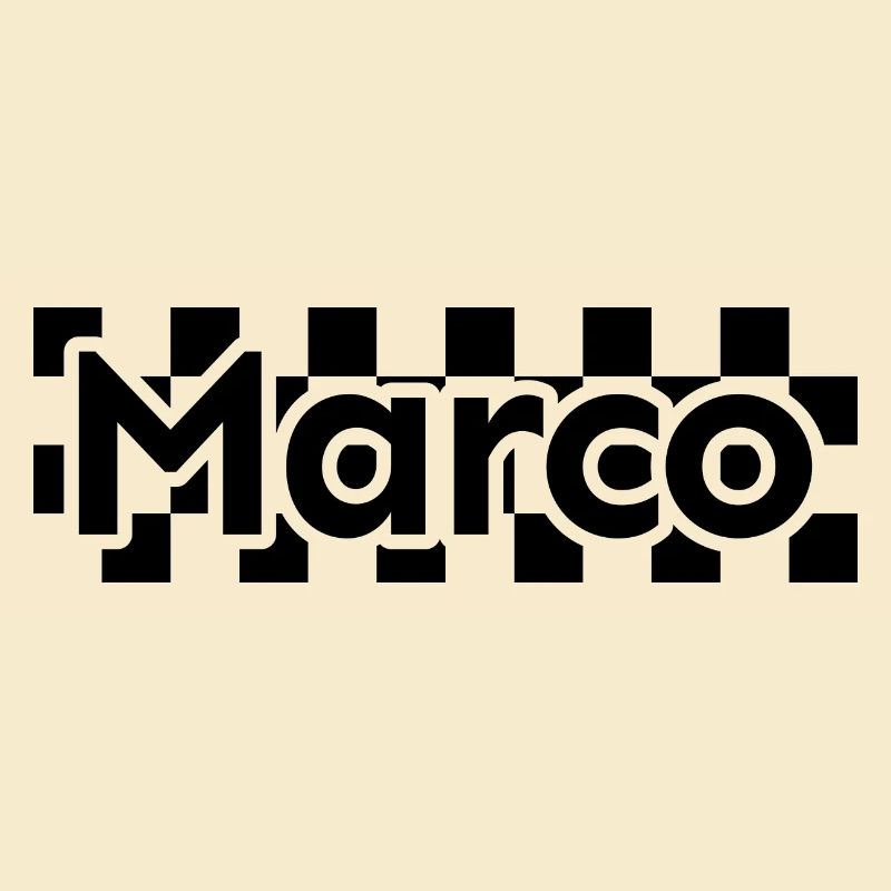 Checkerboard Text First Name Man Last Name Marco