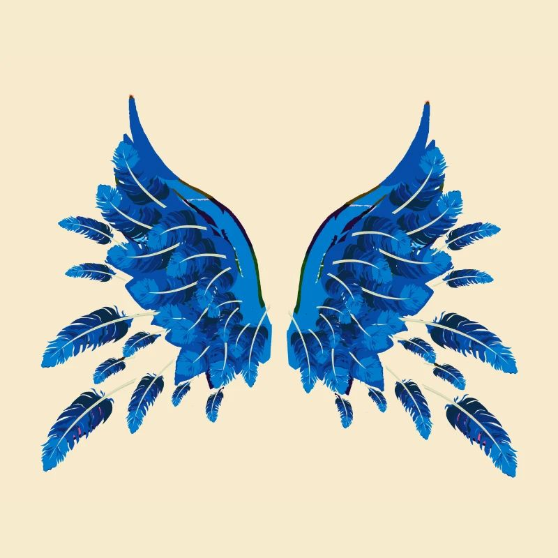 flügel,federn,blaue flügel,feder,malerei