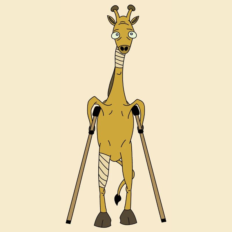 Giraffe auf Krücken!