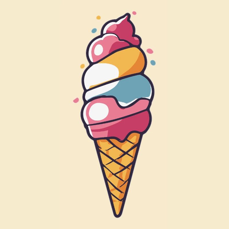 Pastell Eiscreme Cartoon Cone