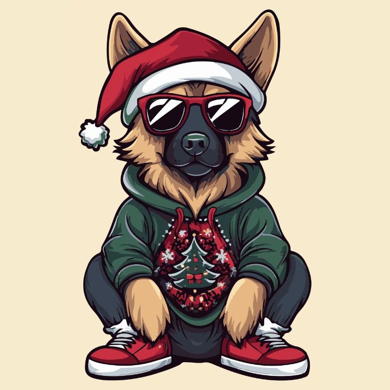 German Shepherd Dog Christmas Comic Cool