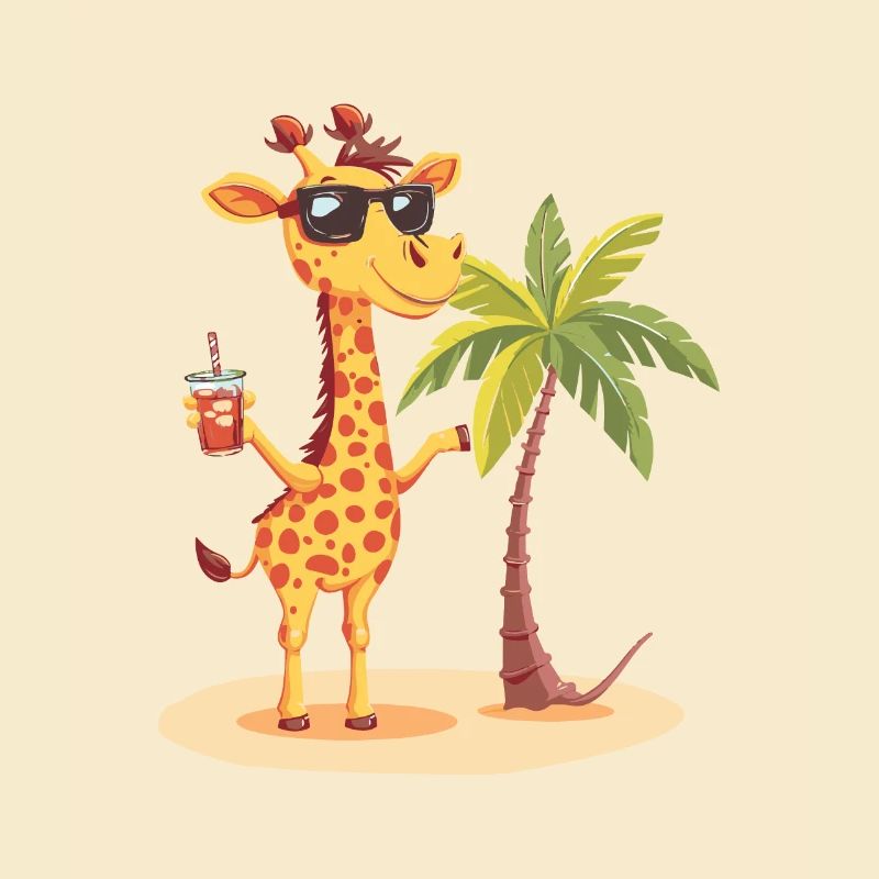 Giraffe Sommer Strand Comic