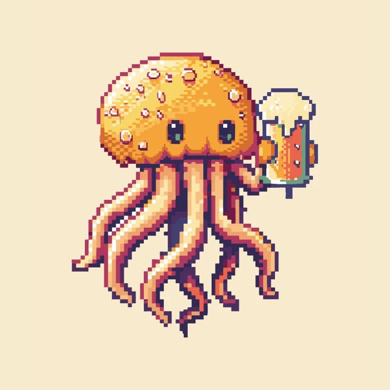 méduse bière pixel