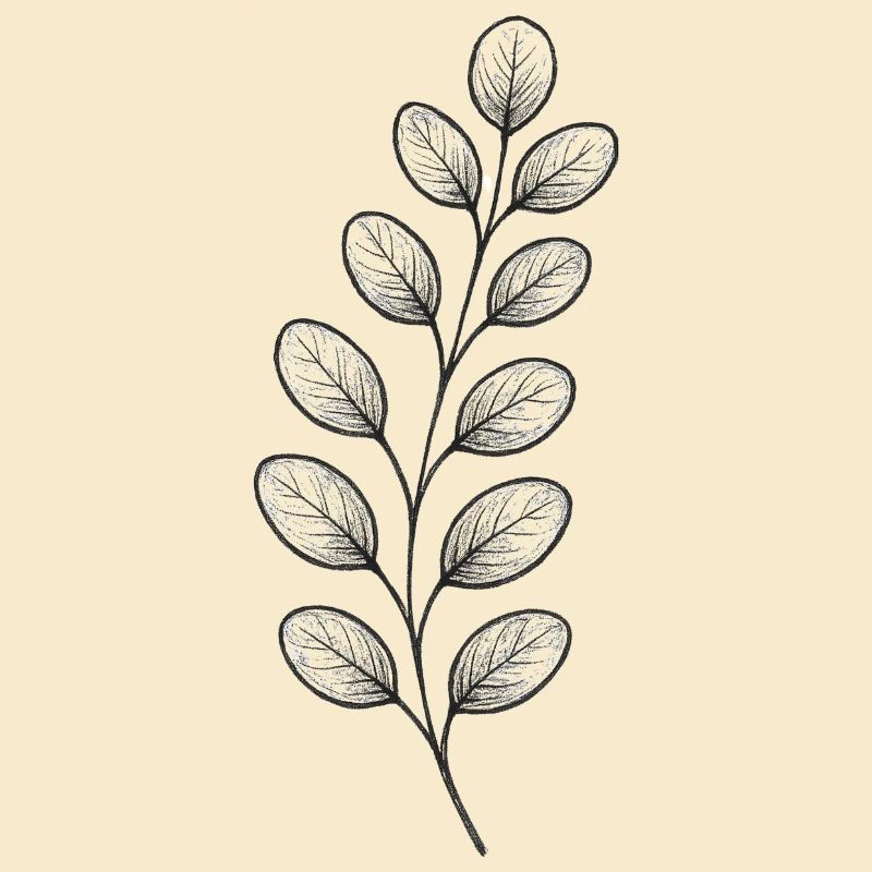 Graphitic Leaf Branch – Monochrome