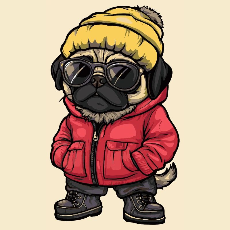 Mops Hund Cool Comic