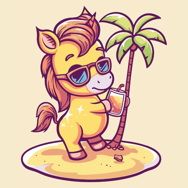 Pferd Sommer Strand Comic