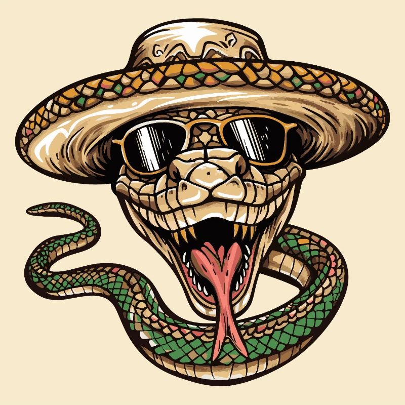Snake Cobra Comic Funny Sombrero