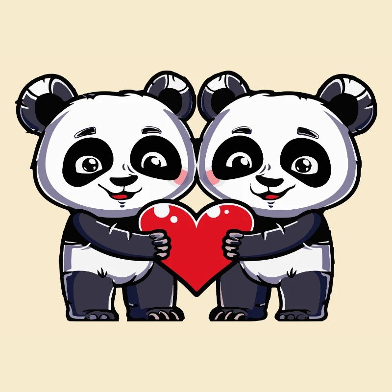 Panda Couple Saint-Valentin