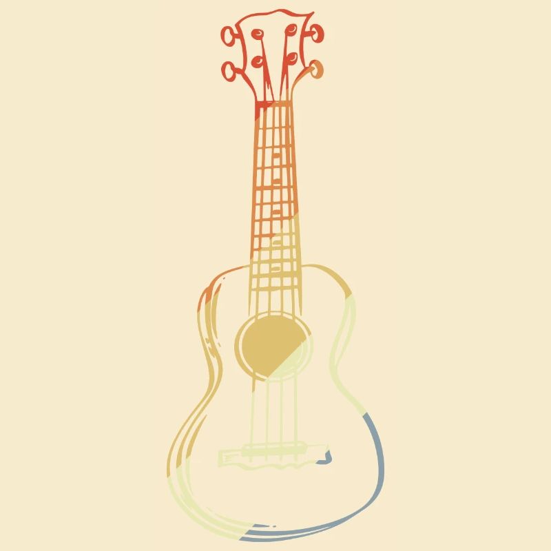 Ukulele Sketch Retro Style