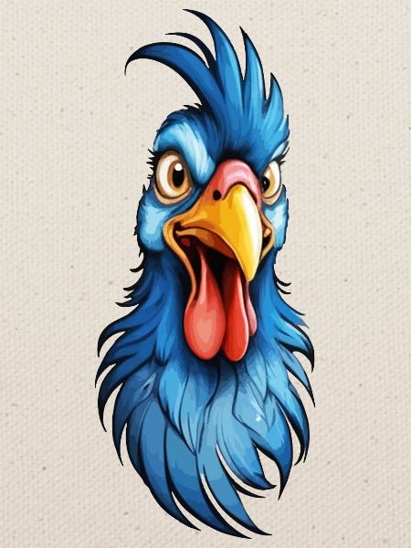 A blue-feathered rooster