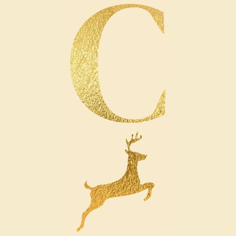Lettre c cerf doré - idée cadeau