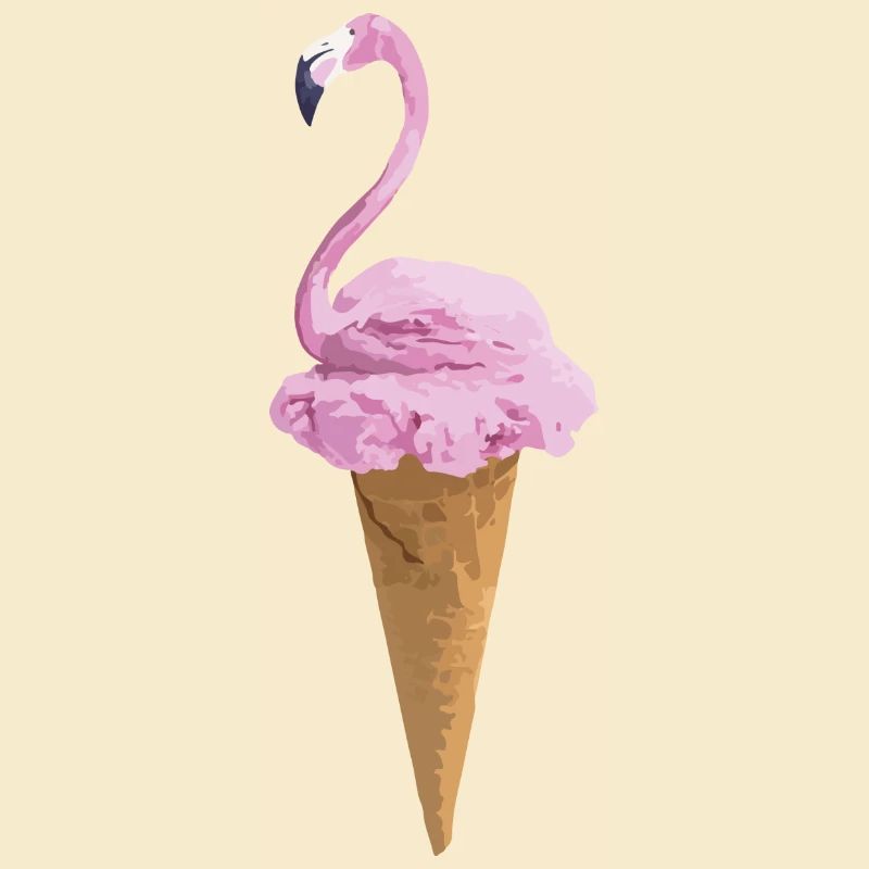 Flamant avec de la crème glacée