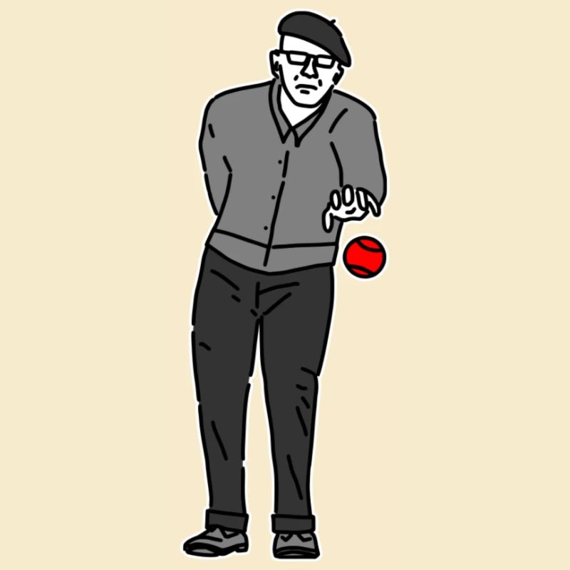 Petanque Spieler Linkshänder