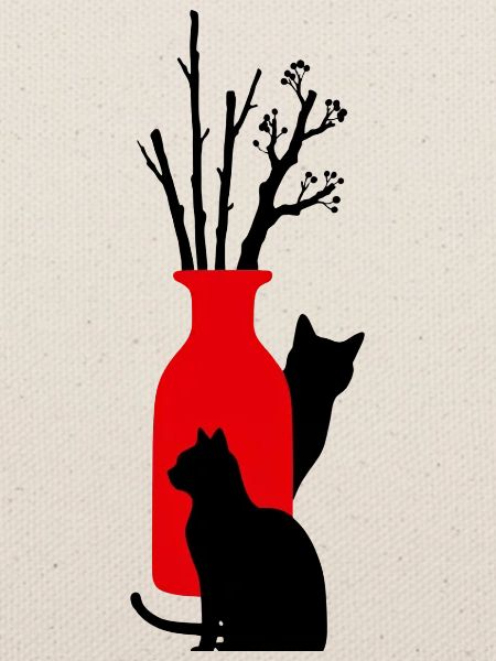 2_gatti_neri_con_vaso_rosso_e_rami