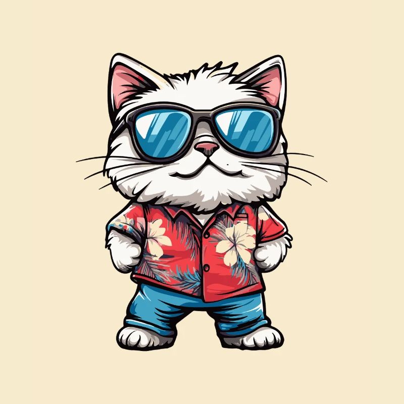 Katze Comic Cool Sommer