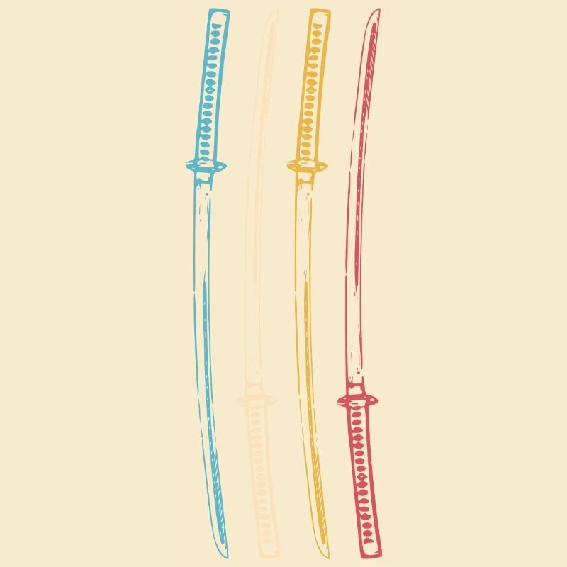 Samurai Japan Katana Ninja Sword retro vector 3
