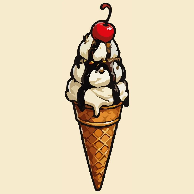 Schmelzende Eiscreme Krone im Waffel