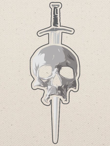 Totenkopf mit Dolch - Tattoo Stil
