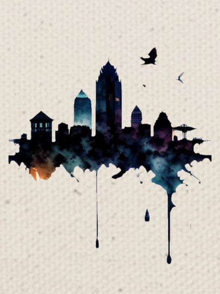 skyline,stadt,tinte,graffiti,urban