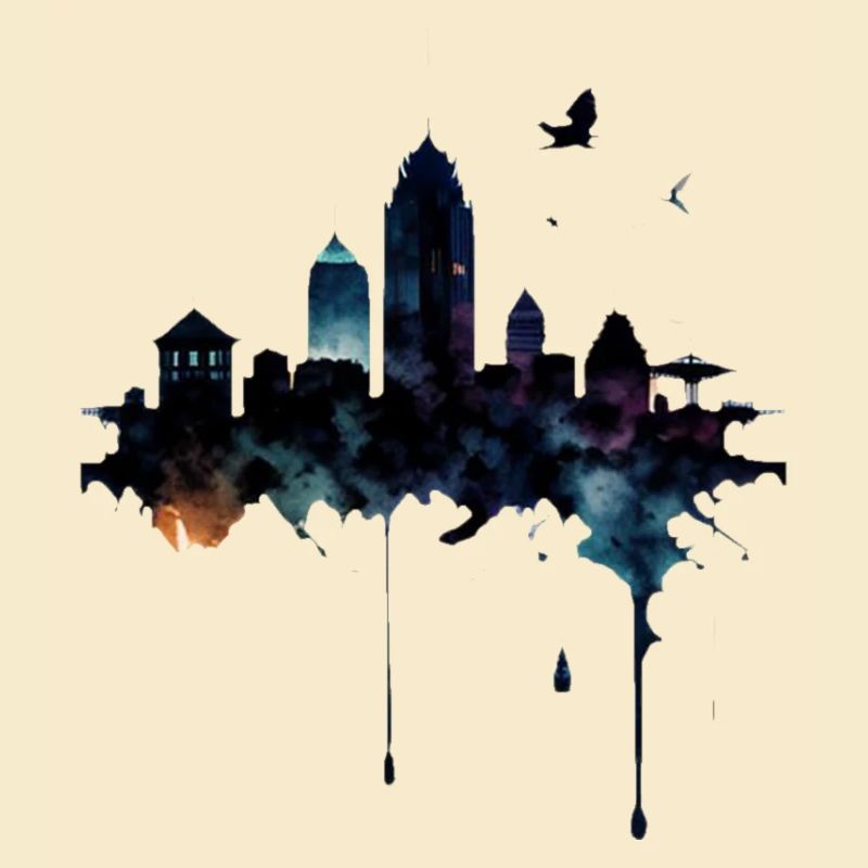 skyline,stadt,tinte,graffiti,urban